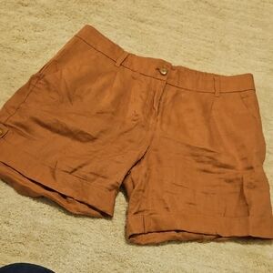 LOFT Women's Brown/orange Bermudas Linen